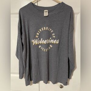 PINK Victoria's Secret Gray Long Sleeve Shirt University of Michigan